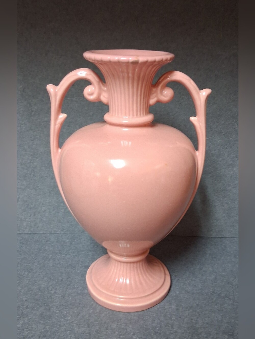 Decorative Haeger Pottery Pink Double-Fancy Handled Vintage Vase
